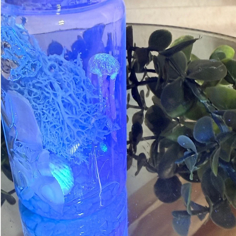Jellyfish with Turtle Glowing Aquarium